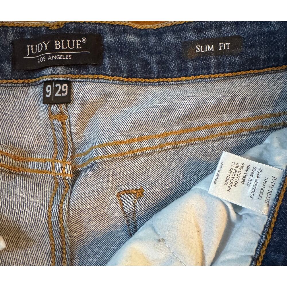 Judy Blue Jeans Los Angeles Slim Fit Distressed Blue Women's Size 9/29 - Picture 6 of 11